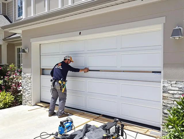 Lake Elsinore Garage Door Repair team performing complete garage door replacement at Lake Elsinore residence