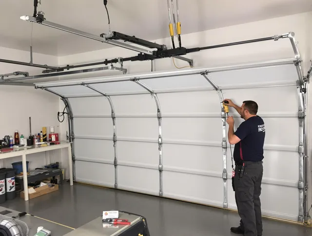 Lake Elsinore Garage Door Repair certified technician performing overhead door system repair in Lake Elsinore