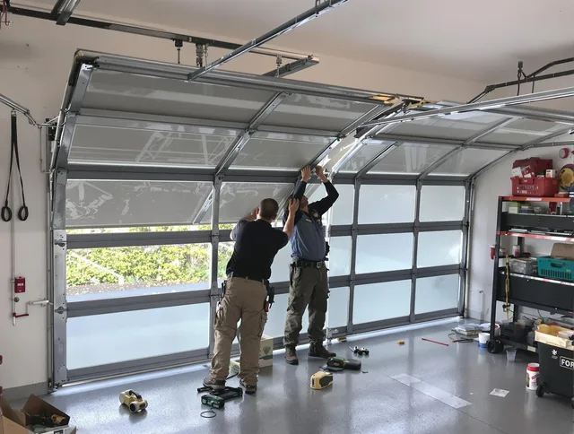 Lake Elsinore Garage Door Repair expert performing precise panel replacement on Lake Elsinore garage door